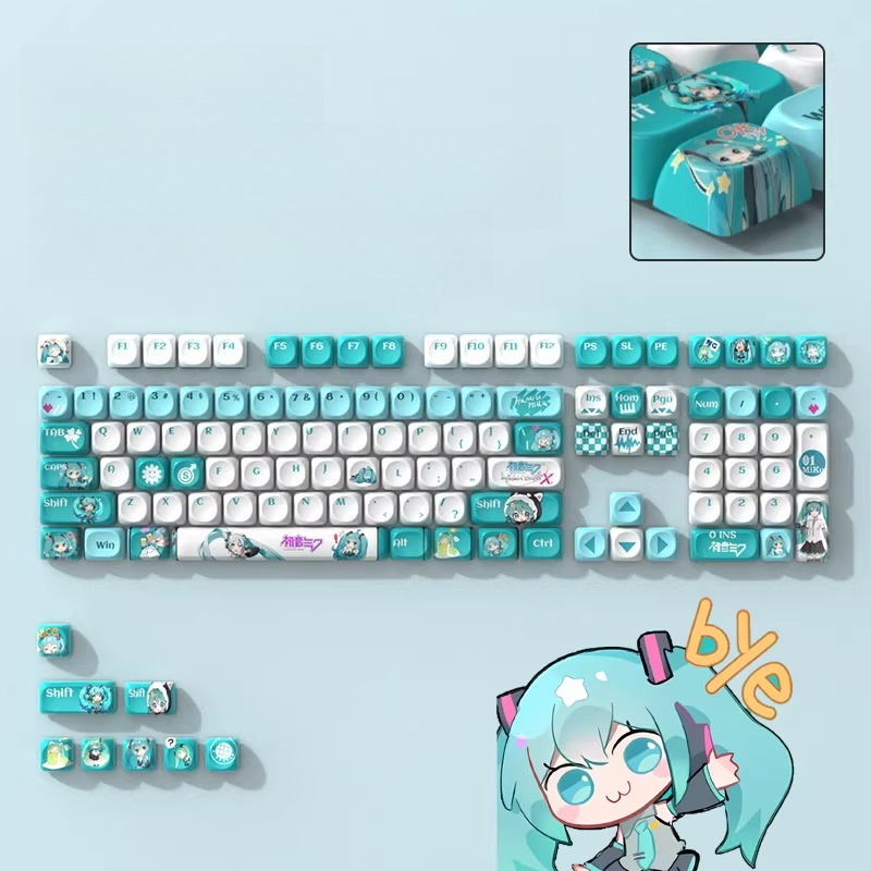 Pc Gaming Hatsune Miku - Anime Mechanical Keyboard Keycap Kawaii Hatsune
