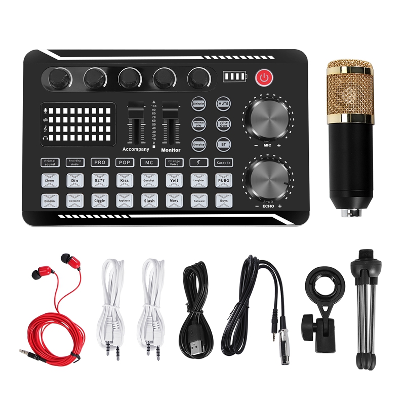 F998 Sound Card Kit,BM-800 Mic - огляд і ціна Pc Gaming Live Streaming
