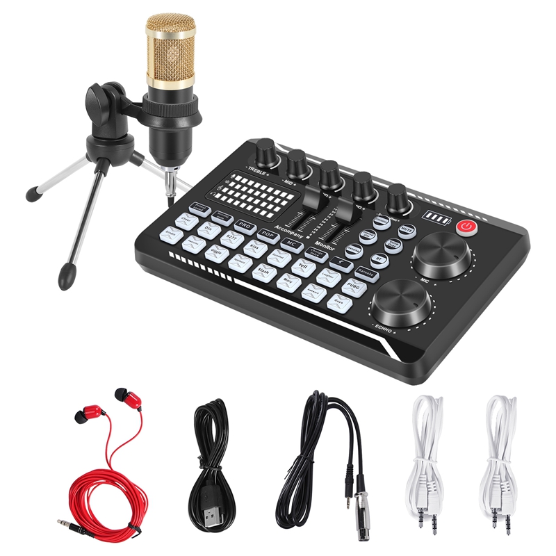 F998 Sound Card Kit,BM-800 Mic - огляд і ціна Pc Gaming Live Streaming
